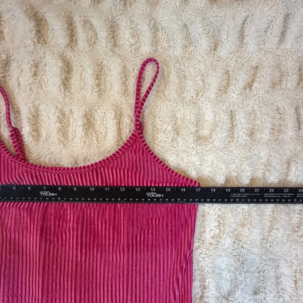Colsie Pink Ribbed Velvet Cami Mini Dress Womens Medium VN1042782